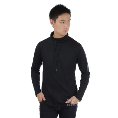 LENGAN PANJANG HOODIE Kaos Pria Lengan Panjang Turtle Neck Katun Hitam 1 okj_cotton_turtle_neck_hx_0