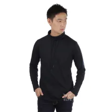 LENGAN PANJANG HOODIE Kaos Pria Lengan Panjang Turtle Neck Katun Hitam