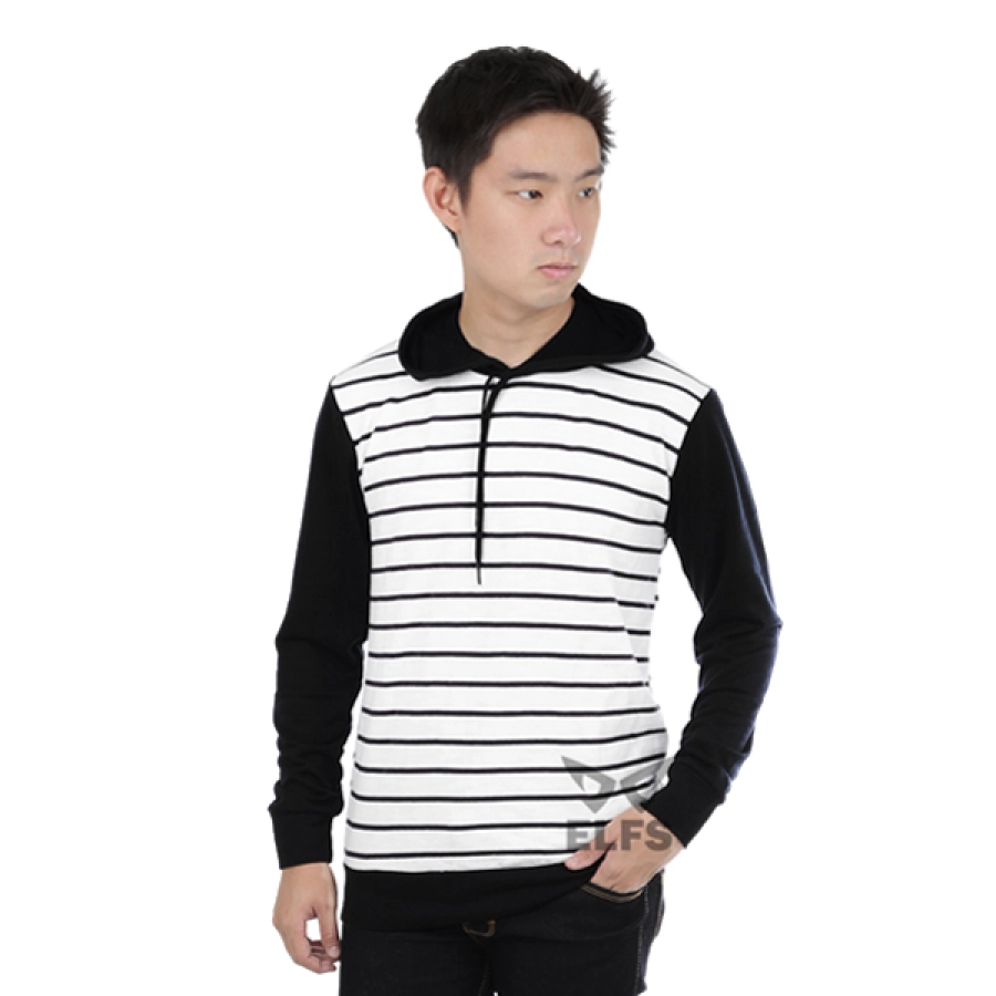 LENGAN PANJANG HOODIE Kaos Hoodie Pria Lengan Panjang Garis Kecil Hitam 1 okj_kaos_hoodie_garis_kecil_hx_0