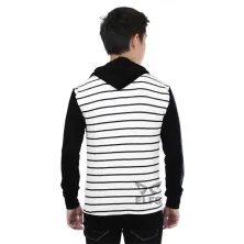 LENGAN PANJANG HOODIE Kaos Hoodie Pria Lengan Panjang Garis Kecil Hitam