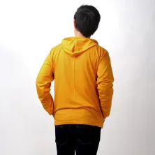 LENGAN PANJANG POLOS Kaos Pria Lengan Panjang Hoodie Kantong Terry Polos Kuning Tua