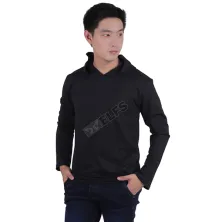 LENGAN PANJANG HOODIE Kaos Hoodie Pria Lengan Panjang Polos Hitam