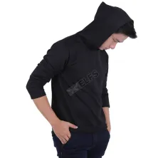 LENGAN PANJANG HOODIE Kaos Hoodie Pria Lengan Panjang Polos Hitam