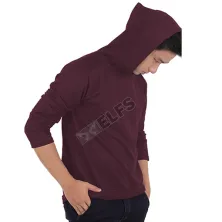 LENGAN PANJANG HOODIE Kaos Hoodie Pria Lengan Panjang Polos Maroon