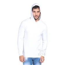 Kaos Hoodie Pria Lengan Panjang Polos Putih