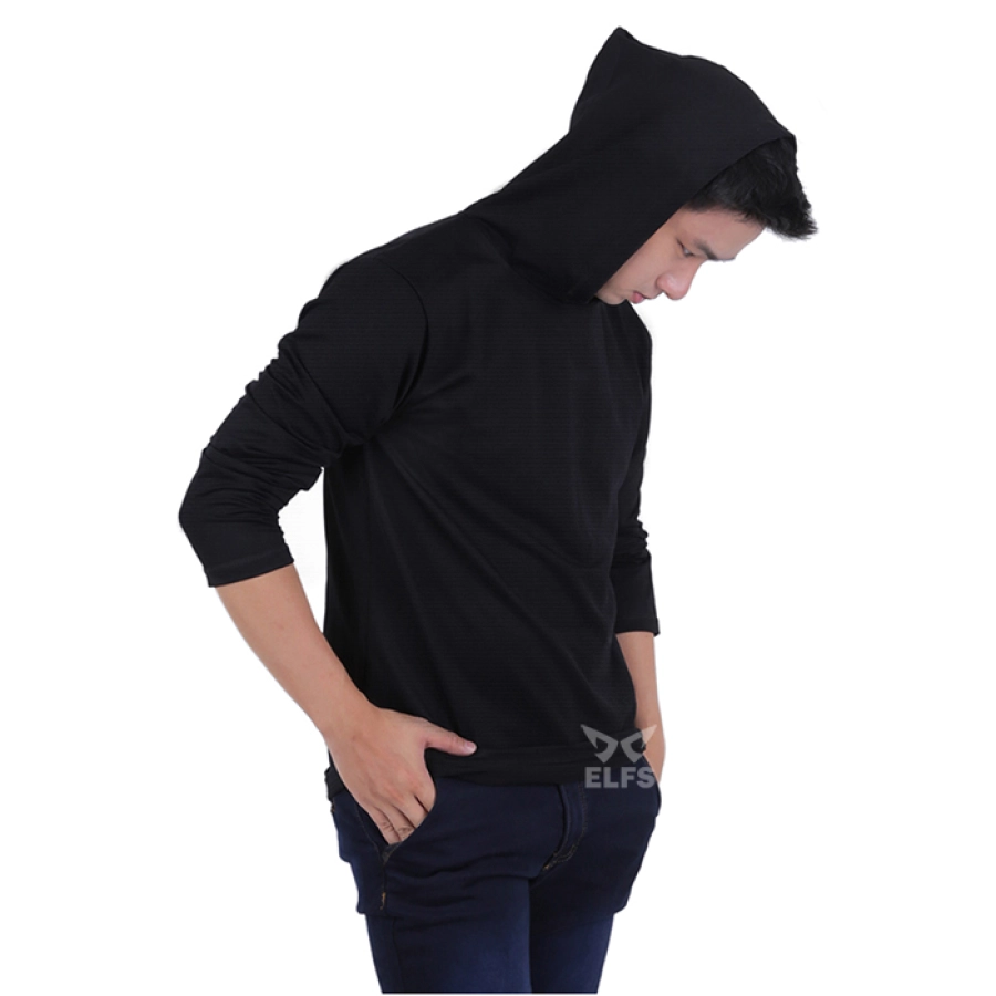 LENGAN PANJANG HOODIE Kaos Hoodie Pria Lengan Panjang Texture Hitam 2 okj_kaos_hoodie_texture_hx_1