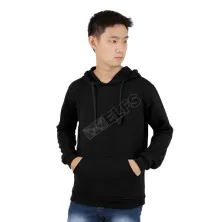 LENGAN PANJANG HOODIE Kaos Hoodie Pria Lengan Panjang Wafer Longsleeves Hoody Hitam