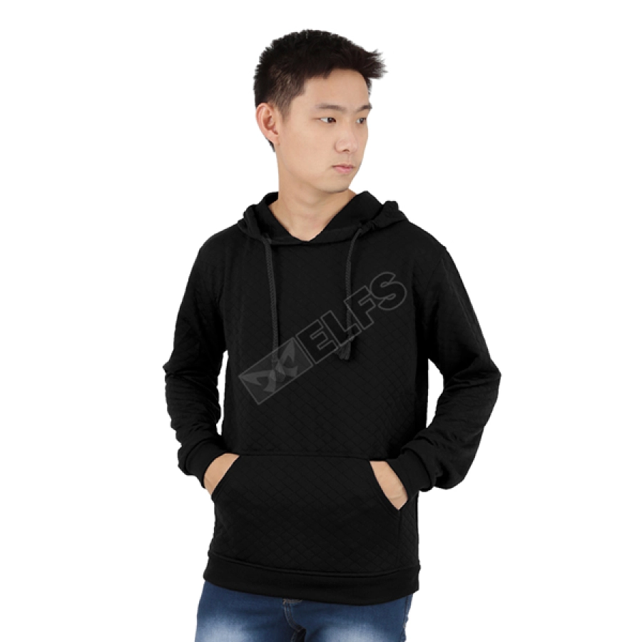 LENGAN PANJANG HOODIE Kaos Hoodie Pria Lengan Panjang Wafer Longsleeves Hoody Hitam 1 okj_kaos_hoodie_wafer_polos_hx_00_copy