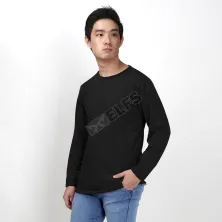 LENGAN PANJANG POLOS ELFS  KAOS LENGAN PANJANG PRIA TERRY LONG SLEEVE POLOS HITAM