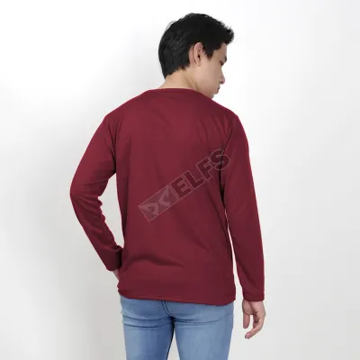 LENGAN PANJANG POLOS ELFS - KAOS LENGAN PANJANG PRIA TERRY LONG SLEEVE POLOS MAROON<br> 2 okj_kaos_tangan_panjang_mo1