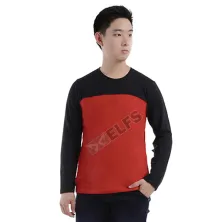 LENGAN PANJANG POLOS Kaos Pria Lengan Panjang Terry Half Hitam 65D16 Merah Cabe