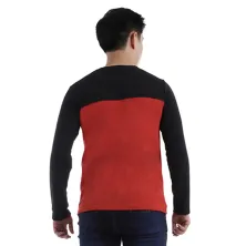 LENGAN PANJANG POLOS Kaos Pria Lengan Panjang Terry Half Hitam 65D16 Merah Cabe