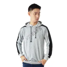 LENGAN PANJANG HOODIE Kaos Pria Lengan Panjang Terry Hoodie Jumper Abu Muda