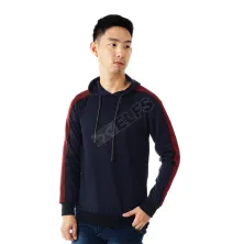 LENGAN PANJANG HOODIE Kaos Pria Lengan Panjang Terry Hoodie Jumper Biru Dongker