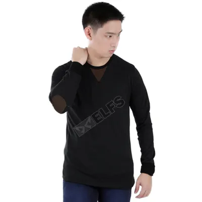 LENGAN PANJANG POLOS Kaos Pria Lengan Panjang Terry Suede Triangle 6O Hitam 1 okj_terry_suede_triangle_6o_hx_0