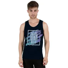 SINGLET CASUAL Kaos Singlet Pria Katun Hello Monday Biru Dongker