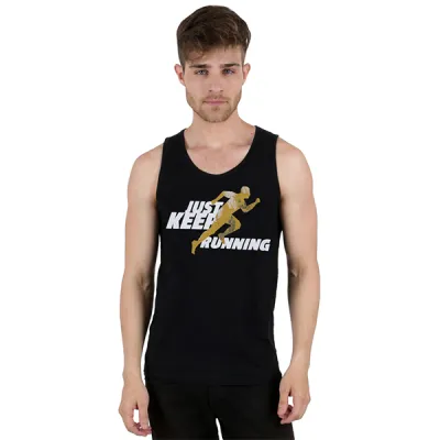 SINGLET CASUAL Kaos Singlet Pria Katun Keep Running Hitam 1 oko_cotton_keep_running_hx_0