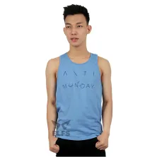 SINGLET CASUAL Kaos Singlet Pria Lengan Pendek Katun Monday Biru Muda