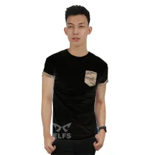 KAOS KANTONG Kaos Pria Spandek Tshirt Kantong Army Hitam