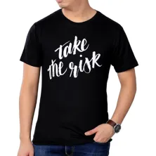 KAOS MOTIF Kaos Pria Spandek Tshirt Risk 5E Hitam