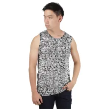 SINGLET CASUAL Kaos Singlet Pria Tanktop Spandex Fullprint Brick Putih