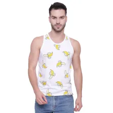 SINGLET CASUAL Kaos Singlet Pria Katun Gambar Pisang Putih