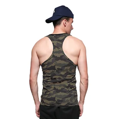  Kaos Singlet  Pria Katun Loreng Army Coklat Tua SINGLET  