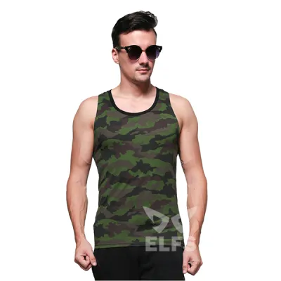 SINGLET CASUAL Kaos Singlet Pria Katun Loreng Army Hijau Army 1 oxo_spandex_cotton_loreng_ia_0