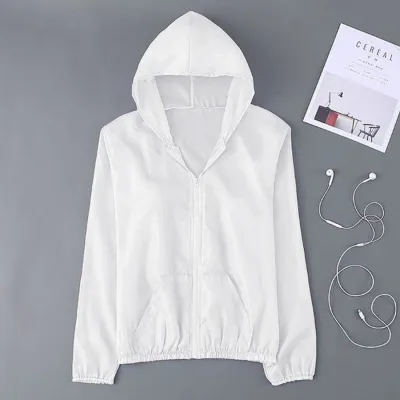JAKET TRAINING Jaket Transparan Korea Hoodie Wanita Parasut Fashion Sport Putih 1 parasut_transparant_wanita_px1