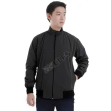 HOODIE & JAKET PARASUT Jaket Pria Parasut Seleting Tinggi Abu Tua