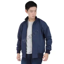 HOODIE & JAKET PARASUT Jaket Pria Parasut Seleting Tinggi Biru Dongker