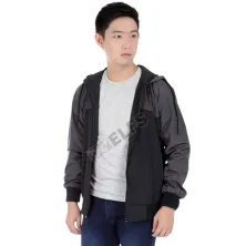 HOODIE & JAKET PARASUT Jaket Parasut Water Resistant Hoodie Black Abu Tua