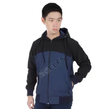 HOODIE & JAKET PARASUT Jaket Parasut Water Resistant Hoodie Navy Hitam