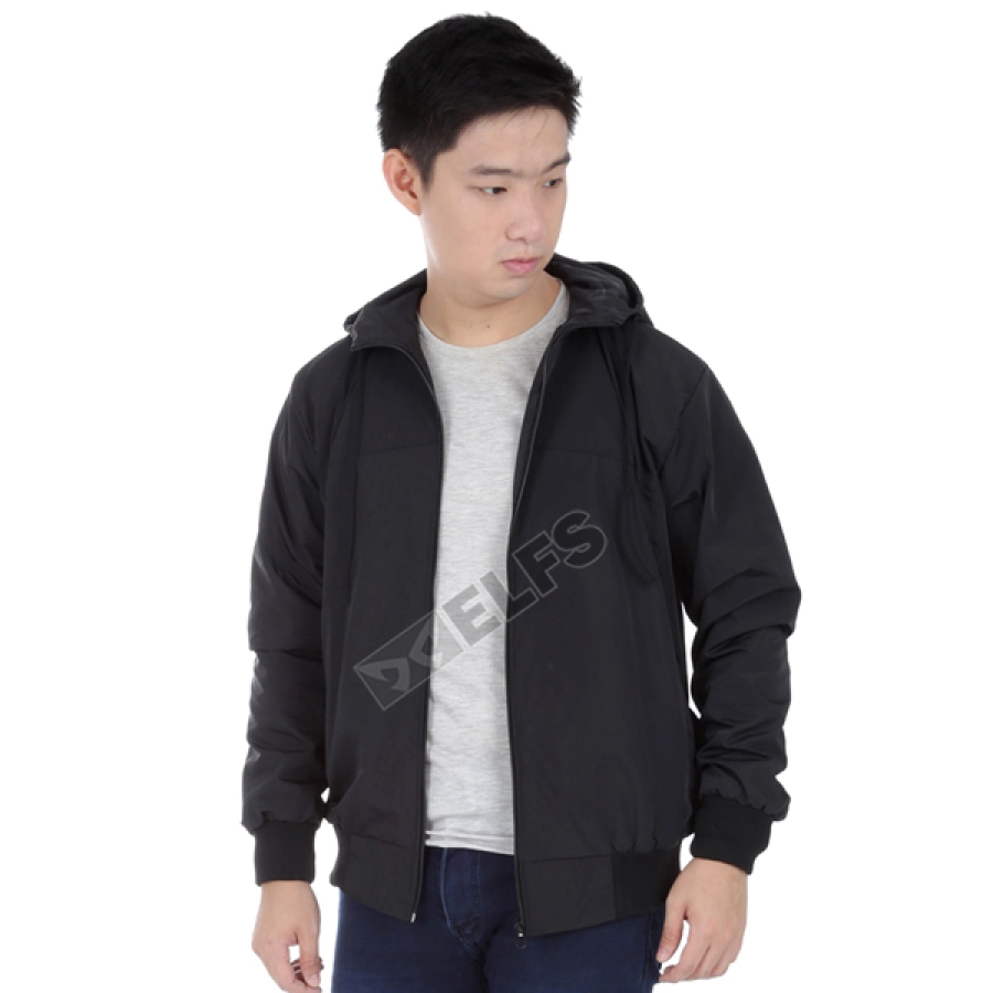 HOODIE & JAKET PARASUT Jaket Parasut Water Resistant Hoodie Simple Hitam 2 parasut_water_resistant_hoodie_simple_hx_1_copy