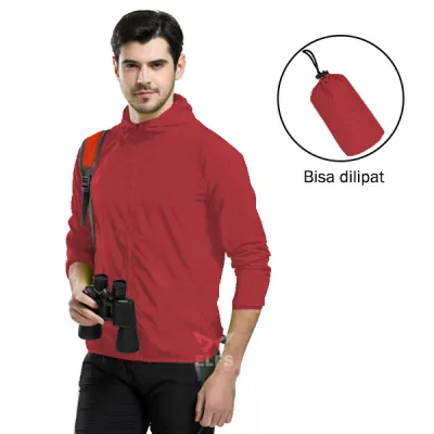 JAKET TRAINING JAKET PRIA LIPAT PARASUT WATER RESISTANT SIMPLE Merah Cabe 1 parasut_water_resistant_lipat_mc0