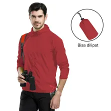 JAKET TRAINING JAKET PRIA LIPAT PARASUT WATER RESISTANT SIMPLE Merah Cabe