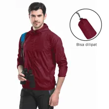 JAKET TRAINING Jaket Pria Lipat Parasut Water Resistant Simple Maroon