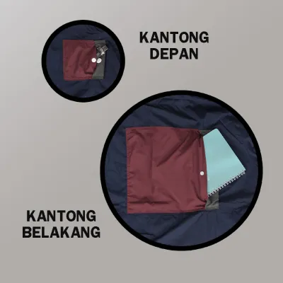 HOODIE & JAKET PARASUT Hoodie Pria Jumbo Parasut Patch Pocket Oversize Jaket Merah Abu - Biru Dongker 4 parasut_water_resistant_pocket_merahabu_bd3