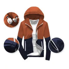 HOODIE & JAKET PARASUT Jaket Parasut Hoodie Pria Windbreaker Training Half Orange