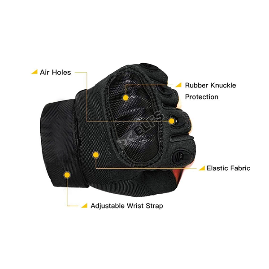 SARUNG TANGAN & MANSET Sarung Tangan Tactical Army Protector ORI Untuk Motor Airsoft Paintball Sepeda Hitam 2 pendek2