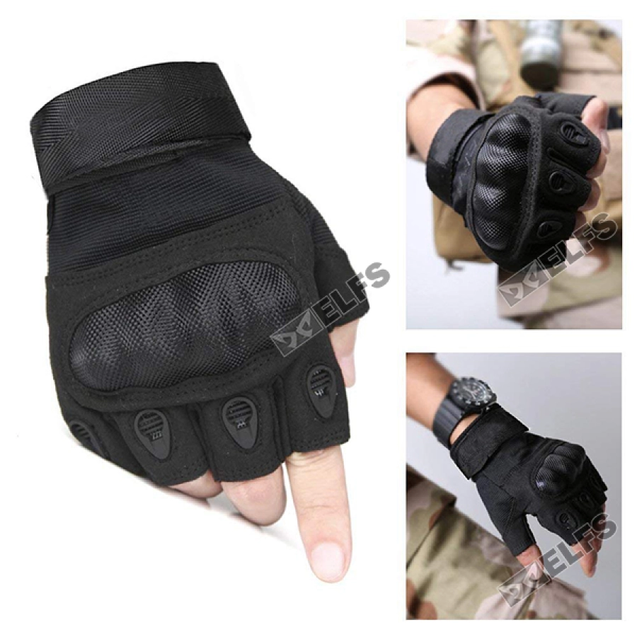 SARUNG TANGAN & MANSET Sarung Tangan Tactical Army Protector ORI Untuk Motor Airsoft Paintball Sepeda Hitam 7 pendek7