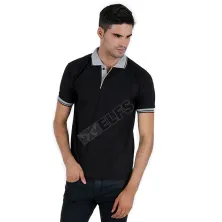 POLOSHIRT KOMBINASI Poloshirt Lacost Neck Abu Muda Hitam