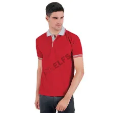 POLOSHIRT KOMBINASI POLOSHIRT LACOST NECK JUMBO ABU MUDA MERAH CABE