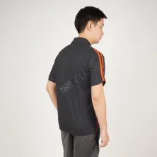 POLOSHIRT  Kaos Polo Shirt Pria Baju Training Pendek List Abu Tua