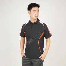 POLOSHIRT  Kaos Polo Shirt Pria Baju Training Pendek List Abu Tua