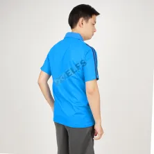 POLOSHIRT  KAOS POLO SHIRT PRIA BAJU TRAINING PENDEK LIST BIRU TUA