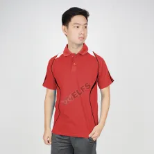 POLOSHIRT  KAOS POLO SHIRT PRIA BAJU TRAINING PENDEK LIST MERAH CABE 