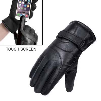 SARUNG TANGAN & MANSET Sarung Tangan Kulit Touch Screen Waterproof Musim Dingin Winter Hitam<br> 1 s1