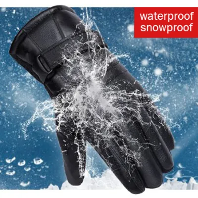 SARUNG TANGAN & MANSET Sarung Tangan Kulit Touch Screen Waterproof Musim Dingin Winter Hitam<br> 3 s3a