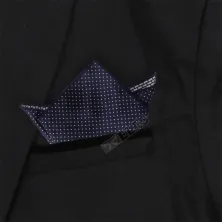 SAPU TANGAN Sapu Tangan Saku Jas Satin 2 sisi motif Pocket Square Handkerchief Dot  Biru Dongker